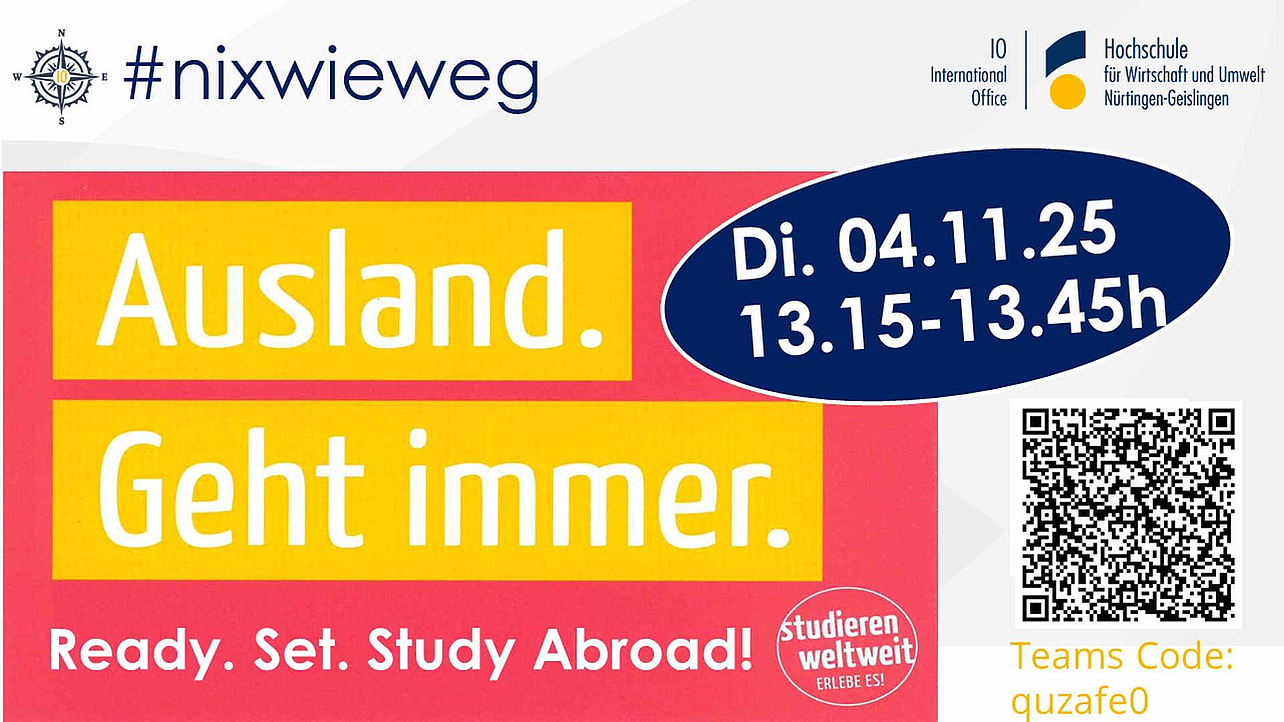 Plakat "#nixwieweg Ready. Set. Study Abroad!"
